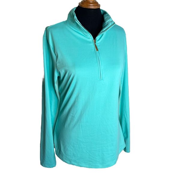 Cabana Life UPF 50 Resort Palapa Top 1/4 Zip Blue Mesh Long Sleeve Medium Golf - Picture 2 of 8